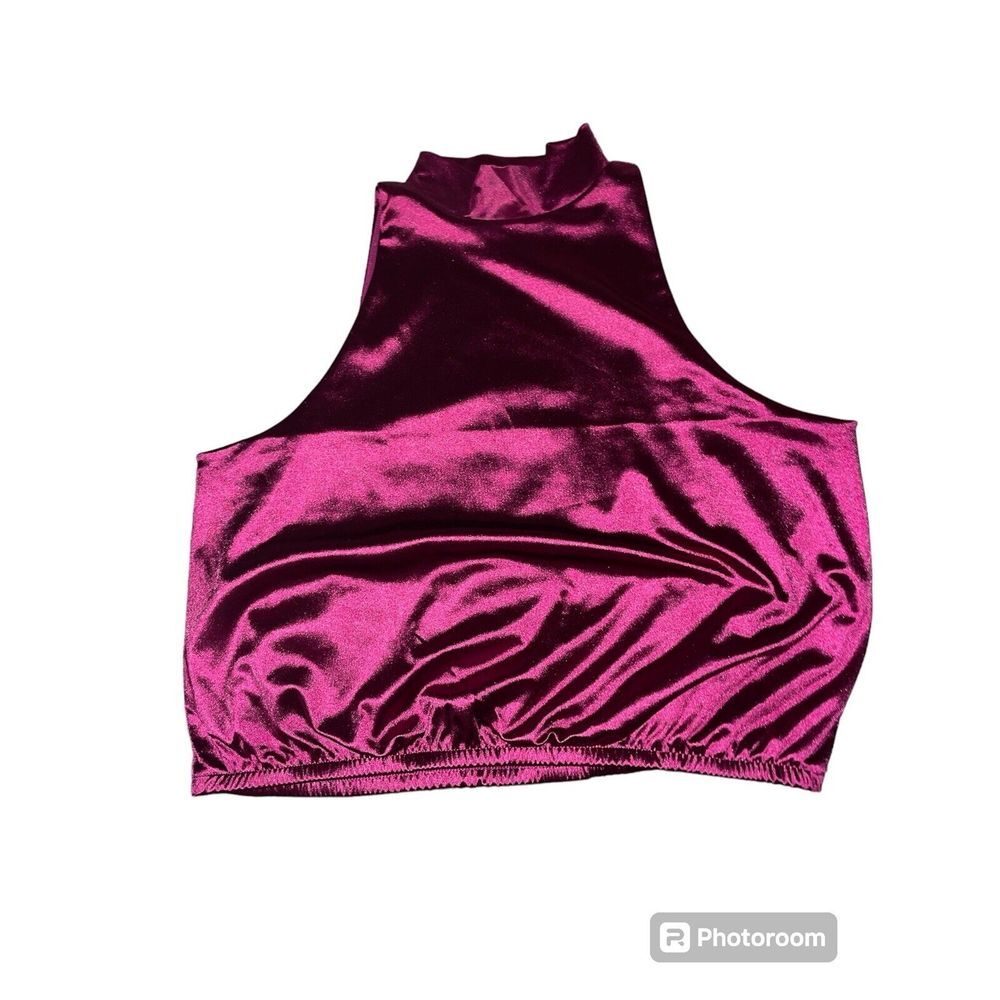 Express Turtleneck Tank Top Burgundy‎ Satin Elastic Waist Large Lined